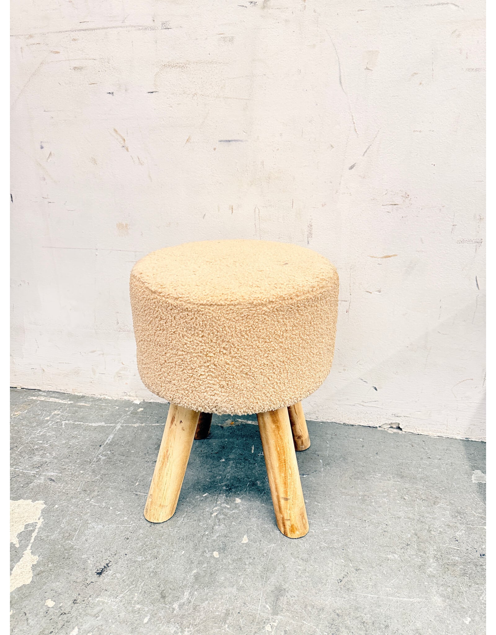 Round Bouclé Footstool