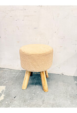 Round Bouclé Footstool