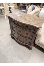 Signature Design by Ashley North Shore 3-Drawer Nightstand with Marble Inlay Top in Dark Brown