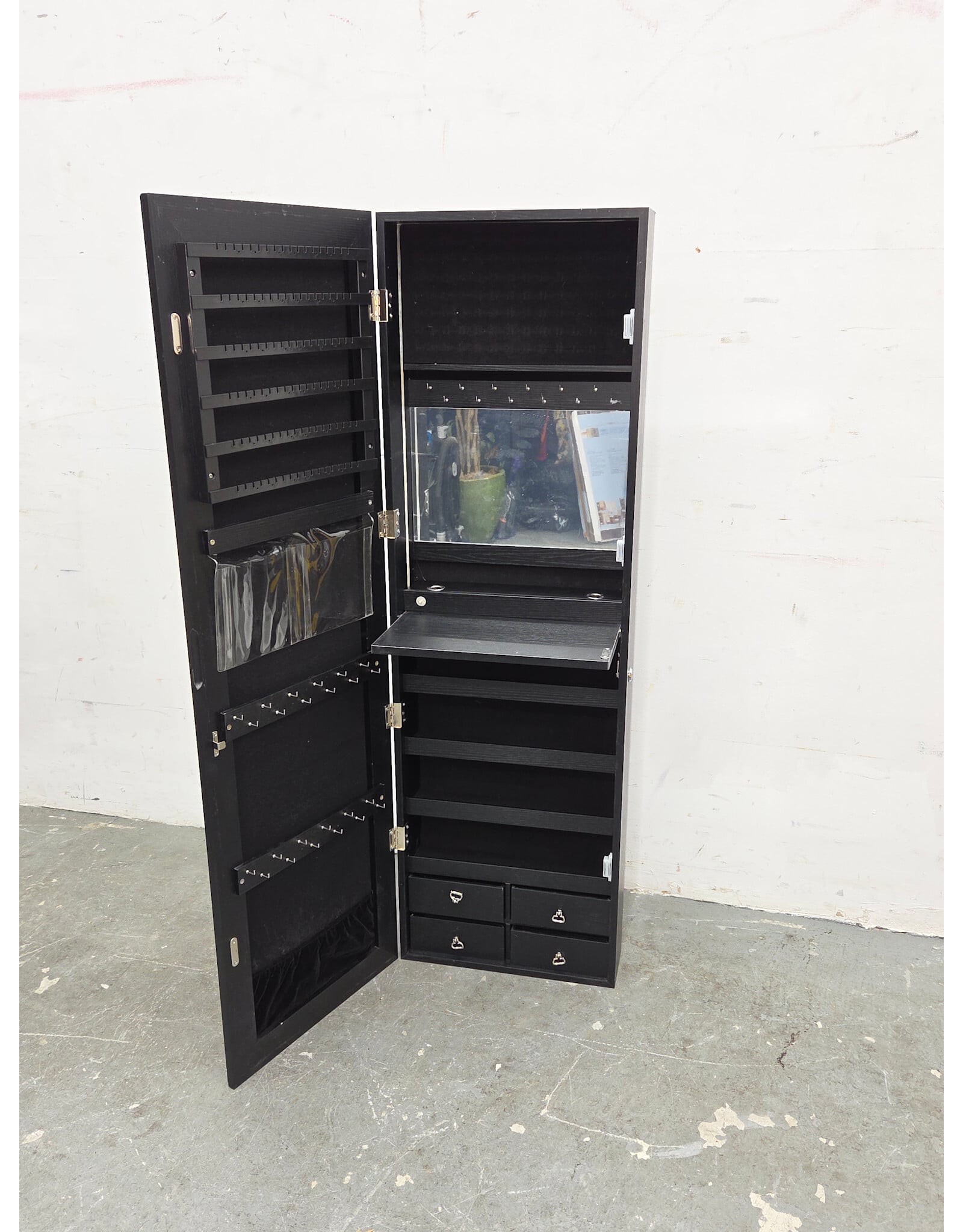 Black Wall-Mounted Jewelry Armoire Cabinet