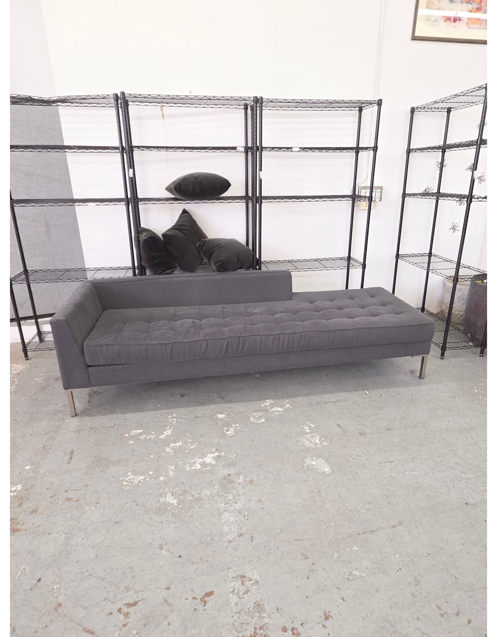 Modern Dark Gray Asymmetric Chaise Lounge Sofa