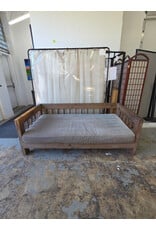 Wooden Slatted Daybed Frame With Light Gray Cushion