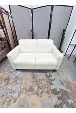 White Leather Two-Seater Loveseat