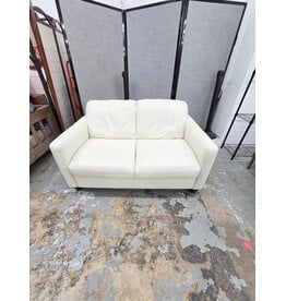 White Leather Two-Seater Loveseat