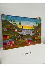 Island Life, framed Haitian Folk Painting on Canvas, sgnd D. Nazaire