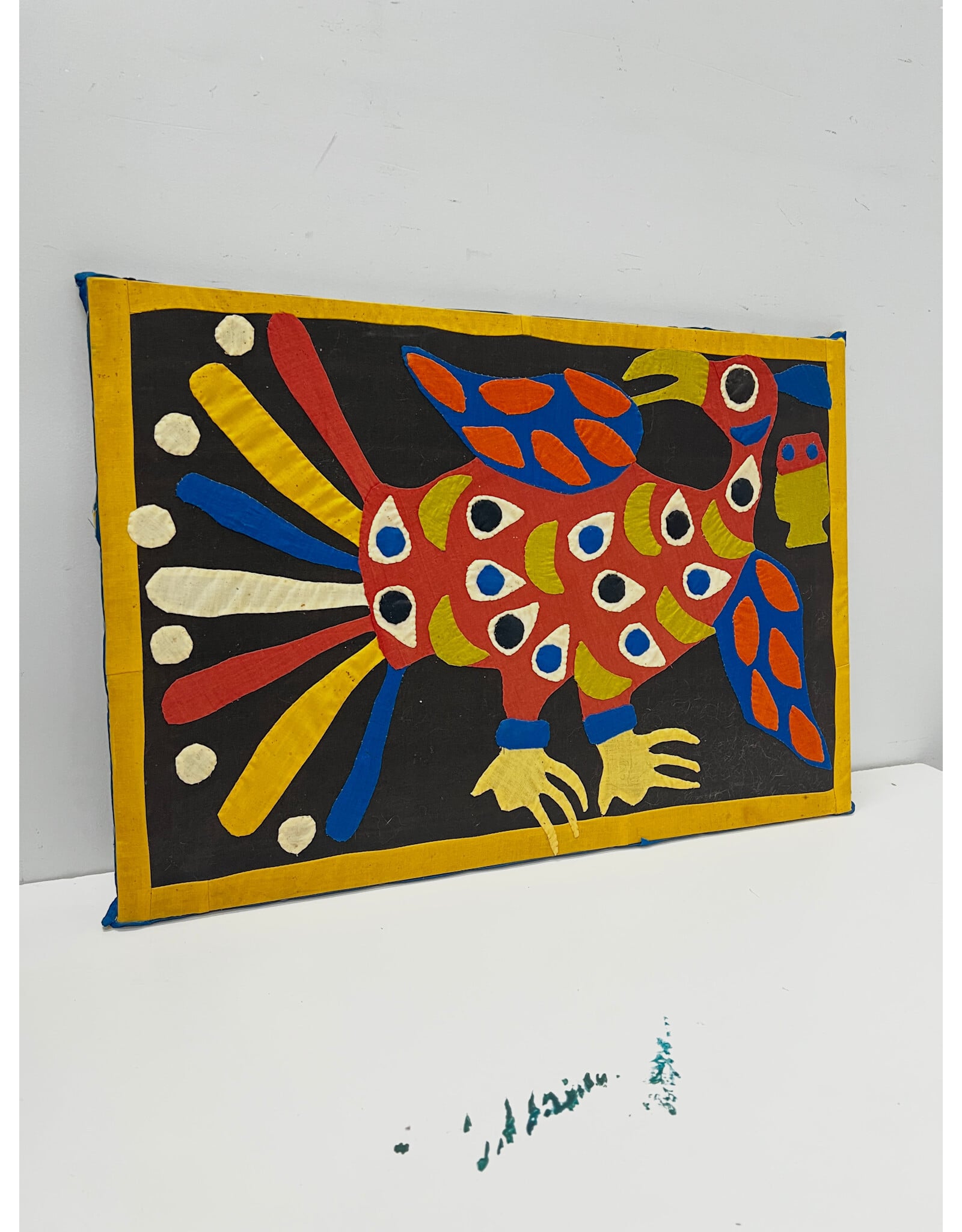 Vintage African Bird Textile Wall Hanging