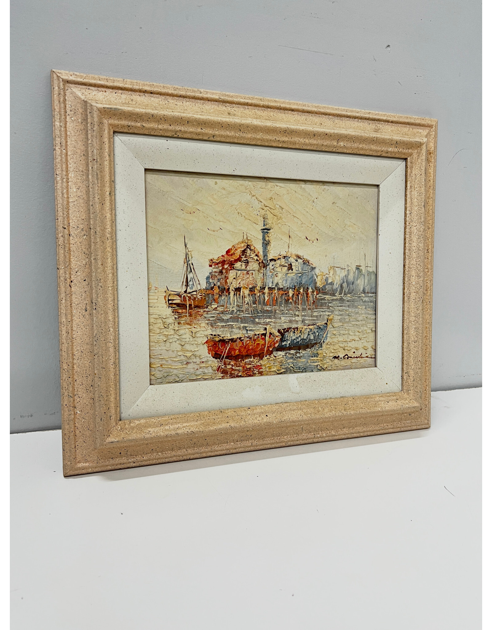 Two Little Boats, framed painting on canvas, sgnd lower right