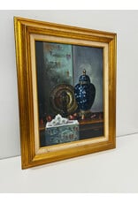 Still Life with Ginger Jar, framed painting on canvas, sgnd Karp