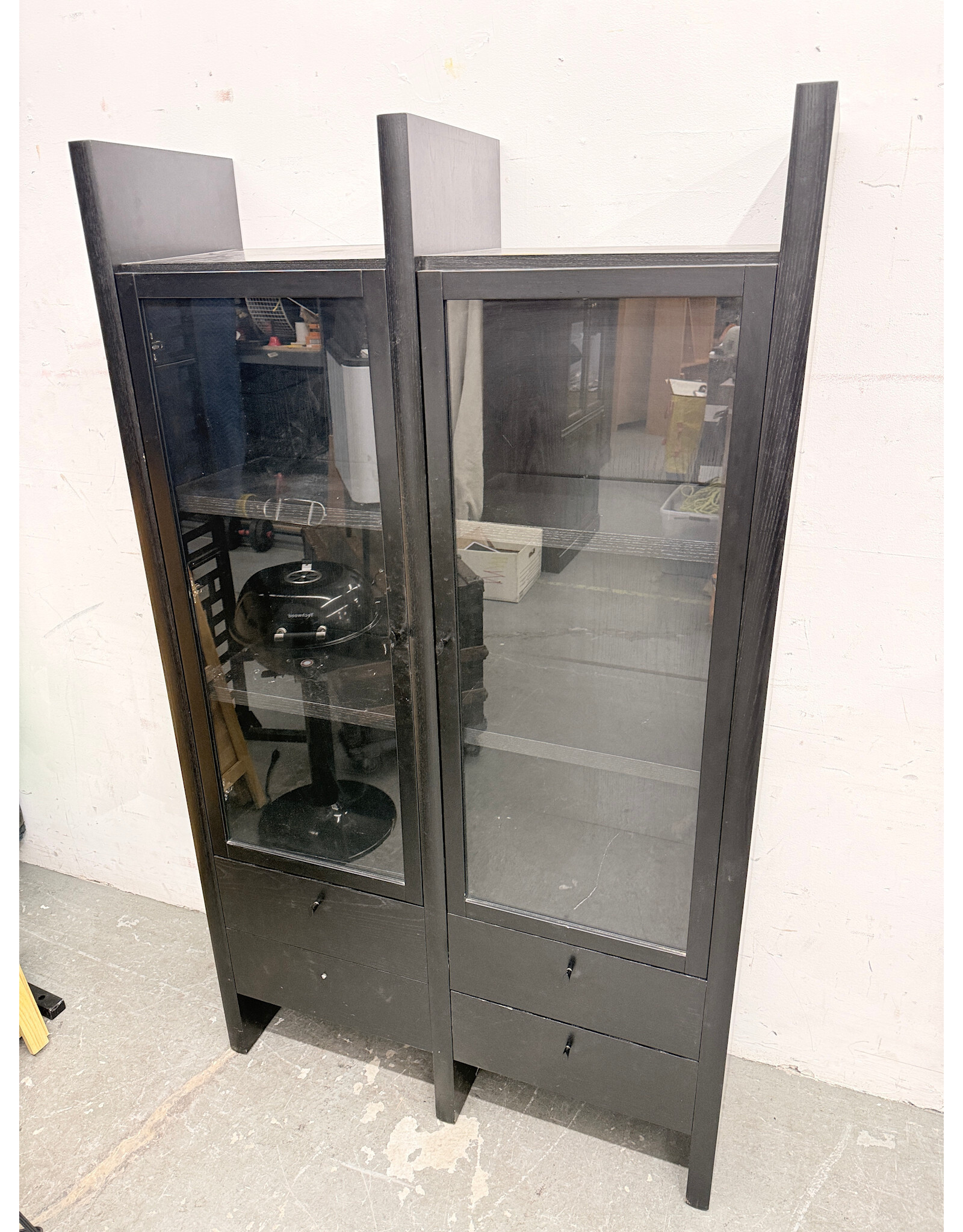 Black-Finished Double-Bay Glass-Door Display