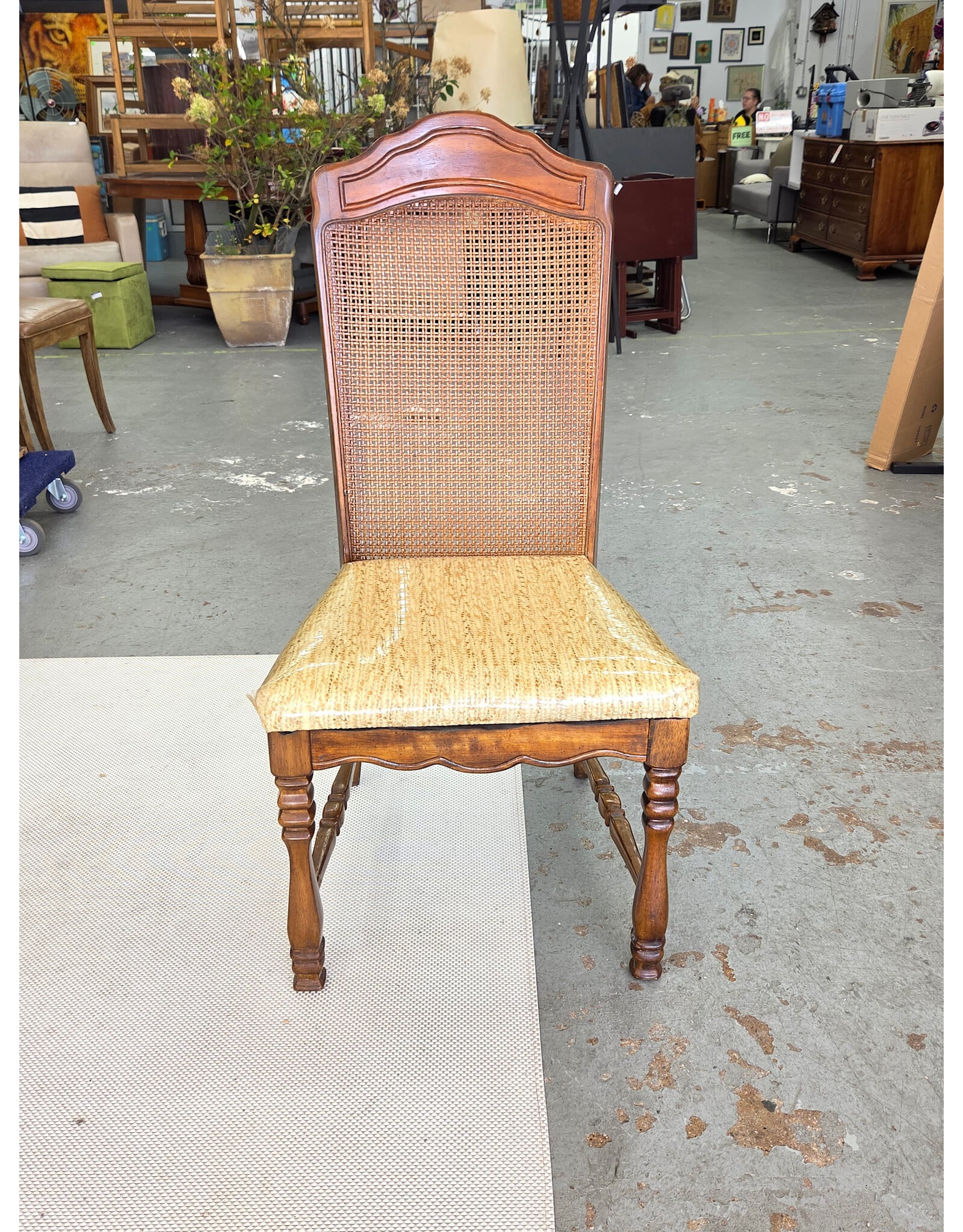 Vintage Cane-Back Dining Side Chair by Singer Furniture