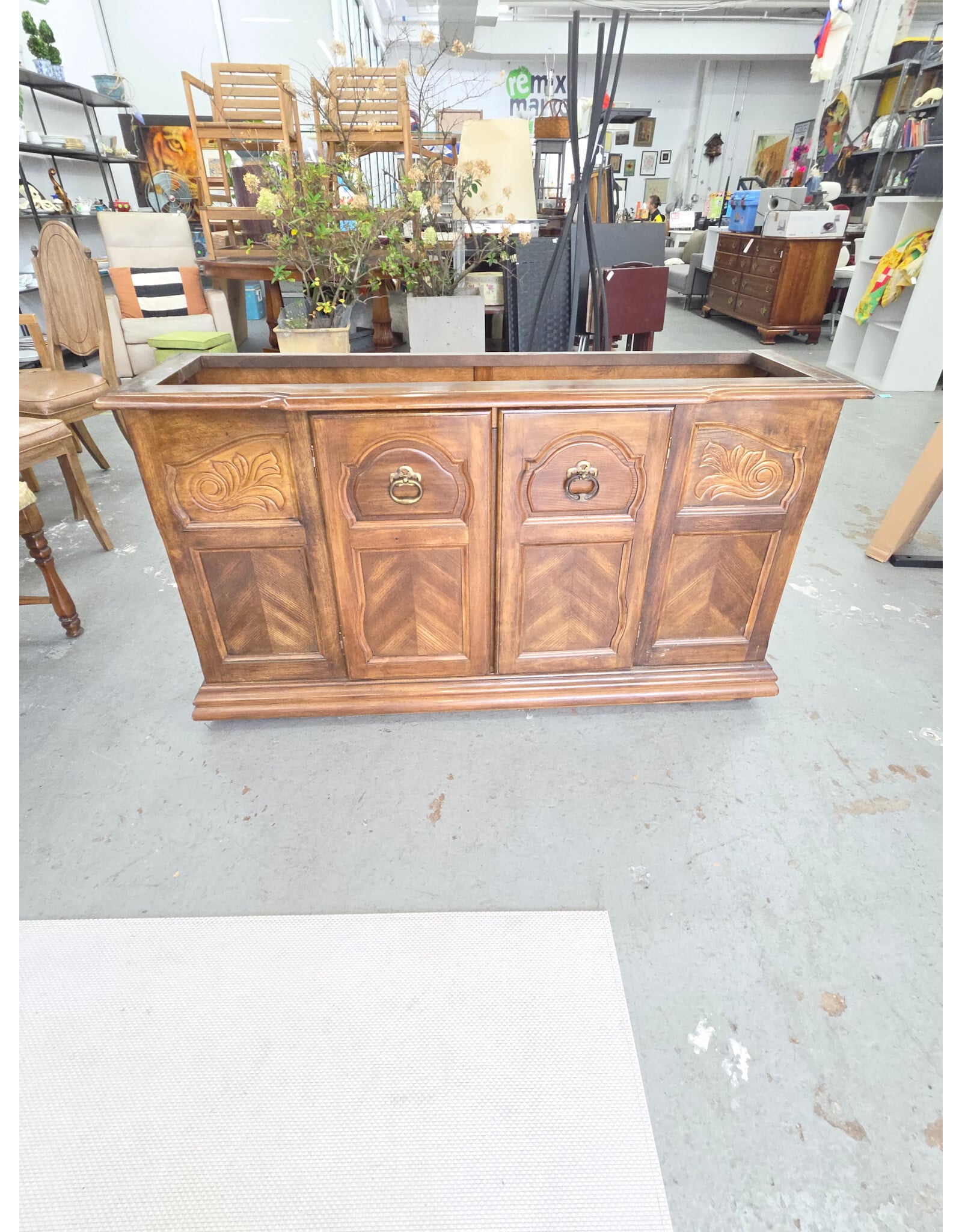 Vintage Wooden China Cabinet with Wooden Buffet