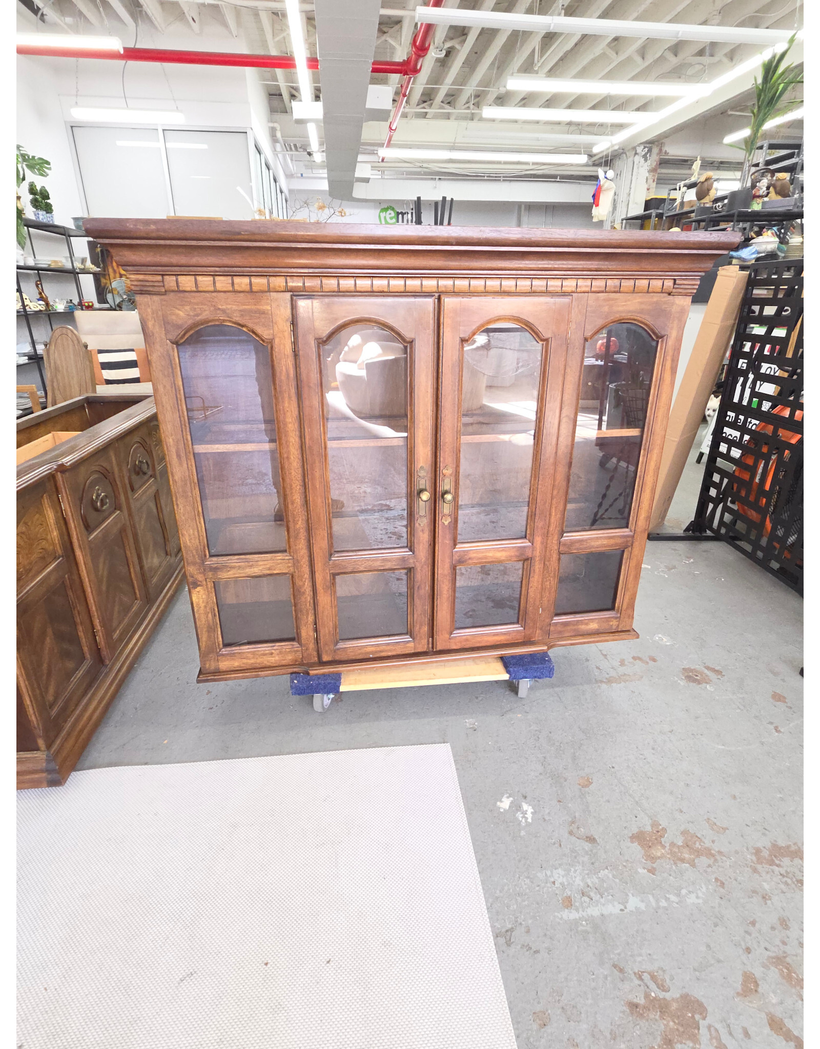 Vintage Wooden China Cabinet with Wooden Buffet