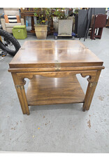 Drexel Contemporary Brass and Walnut Square Side End Table