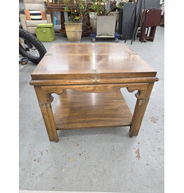 Drexel Contemporary Brass and Walnut Square Side End Table