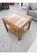 Drexel Contemporary Brass and Walnut Square Side End Table