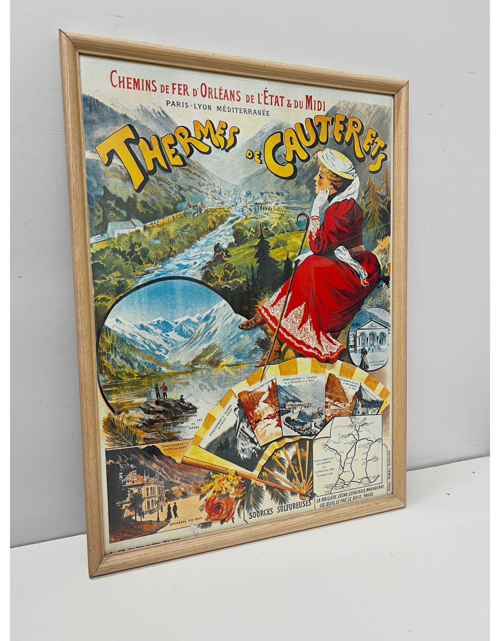 Vintage style "Thermes de Cauteretes" by Maurice Pallandre, framed poster