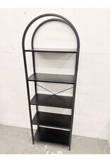 5_Tier Black Arched Metal & Wood Bookshelf