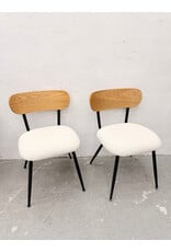 Modern Scandinavian-Style Dining Chair with Bouclé Seat
