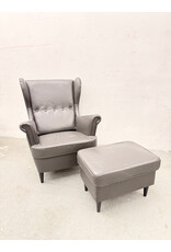 Ikea Strandmon Grey Leather Lounge Armchair