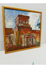 Tower, framed painting on canvas