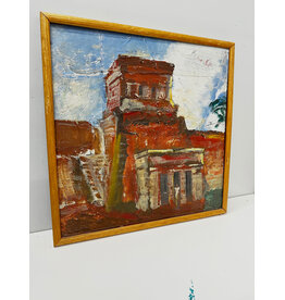 Tower, framed painting on canvas