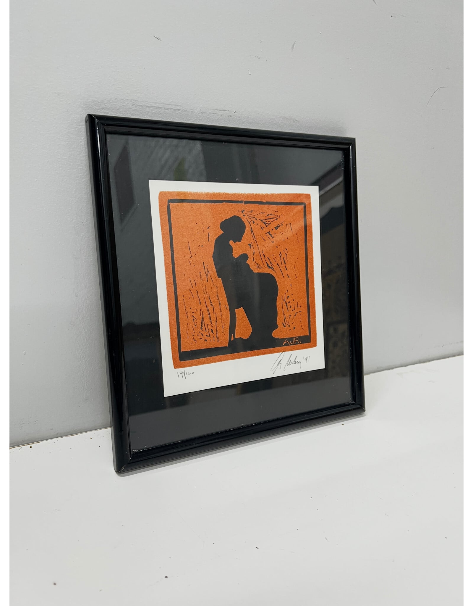 Framed silhouette print, signed AJR, 14/120