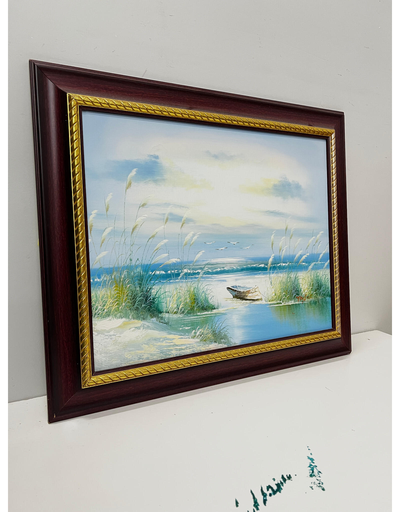 Oceanside View, framed painting on canvas, signed Taylor
