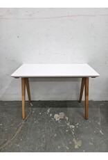 White Top with Wooden Base Slim Desk