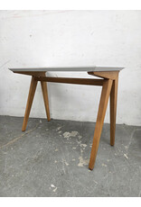 White Top with Wooden Base Slim Desk