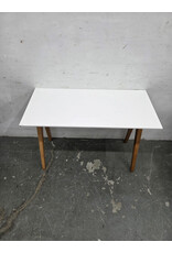 White Top with Wooden Base Slim Desk