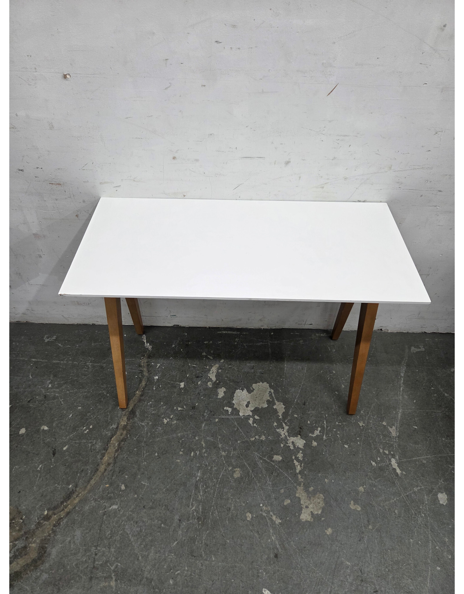 White Top with Wooden Base Slim Desk