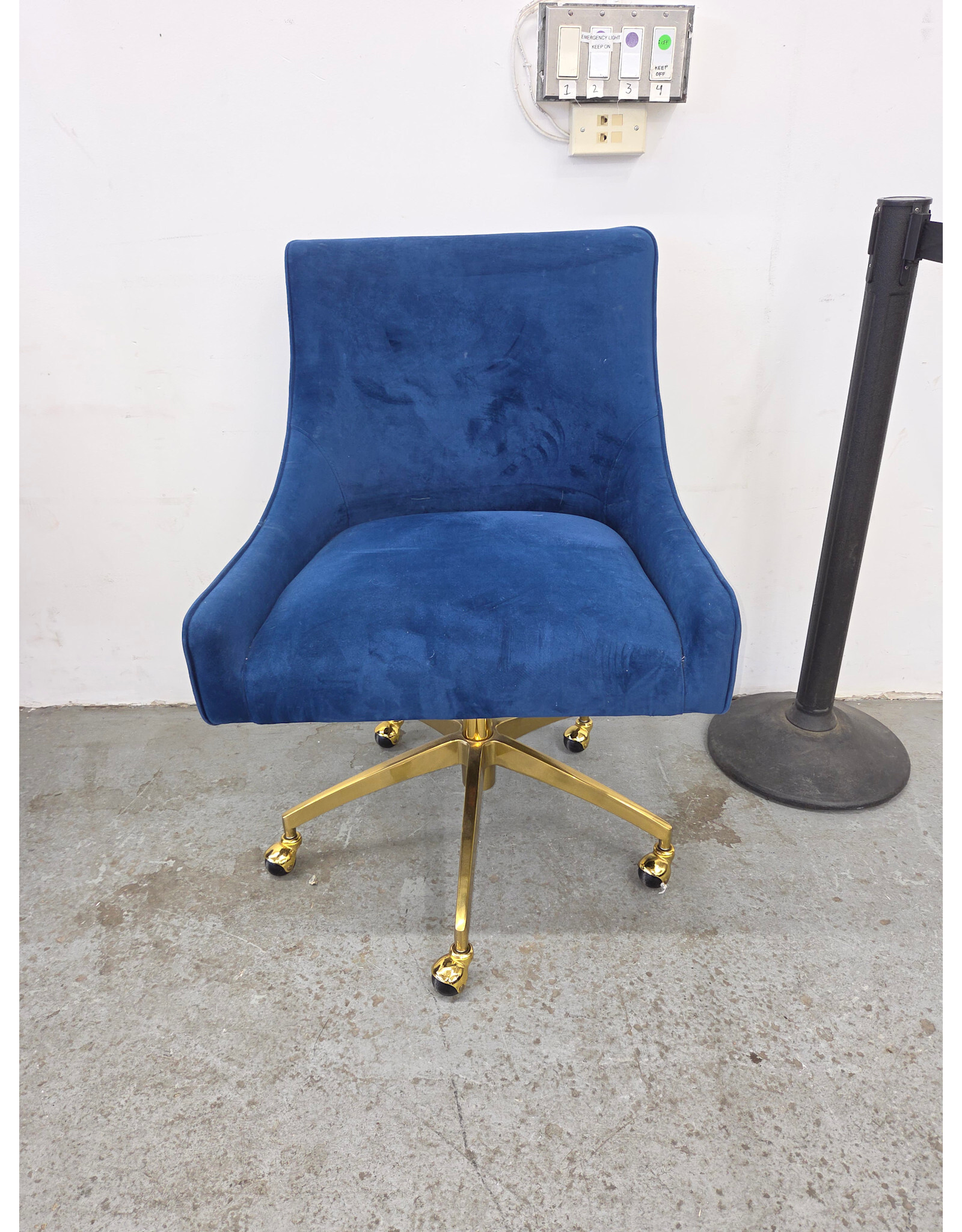 TOV Furniture Beatrix Navy Velvet Office Swivel Chair