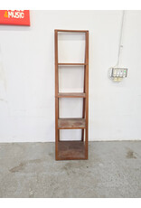 Tall Narrow Wooden Open-Shelf Bookcase With Five-Tier Modular