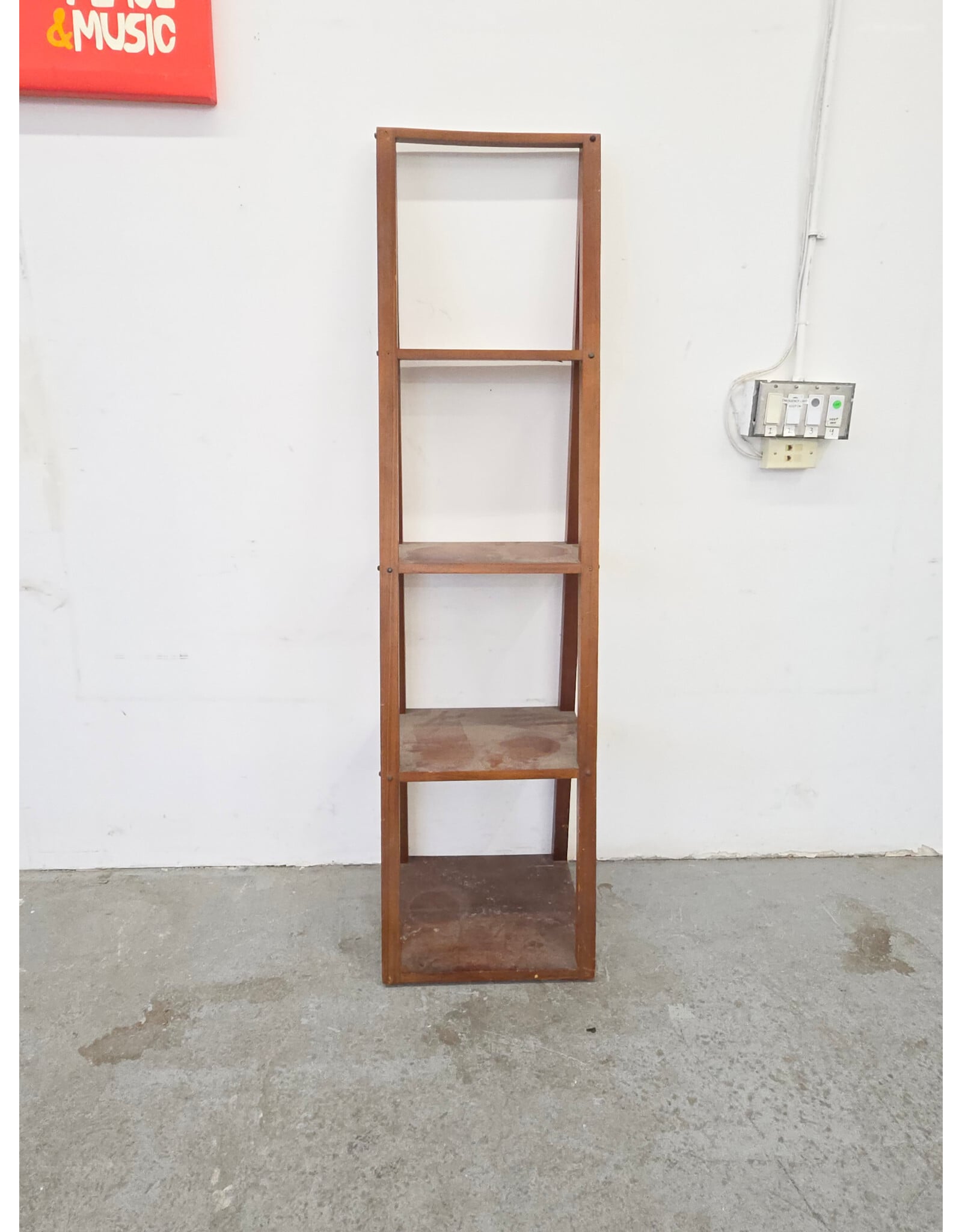 Tall Narrow Wooden Open-Shelf Bookcase With Five-Tier Modular