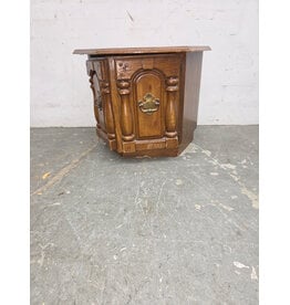 Vintage Hexagonal Wooden Storage End Table