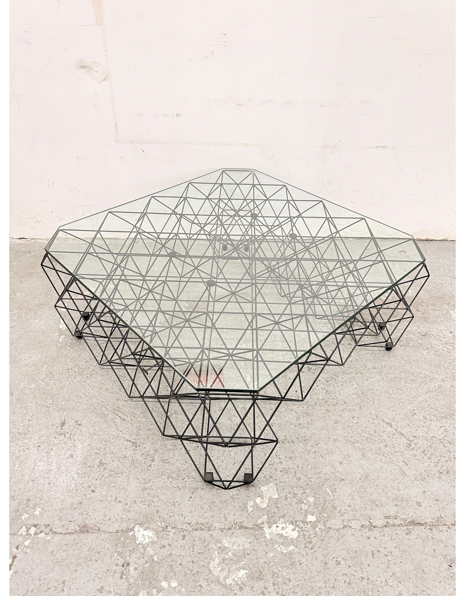 Geometric Sculptural Base, Glass Top Coffee Table From The Source