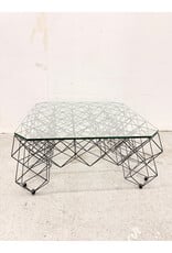 Geometric Sculptural Base, Glass Top Coffee Table From The Source