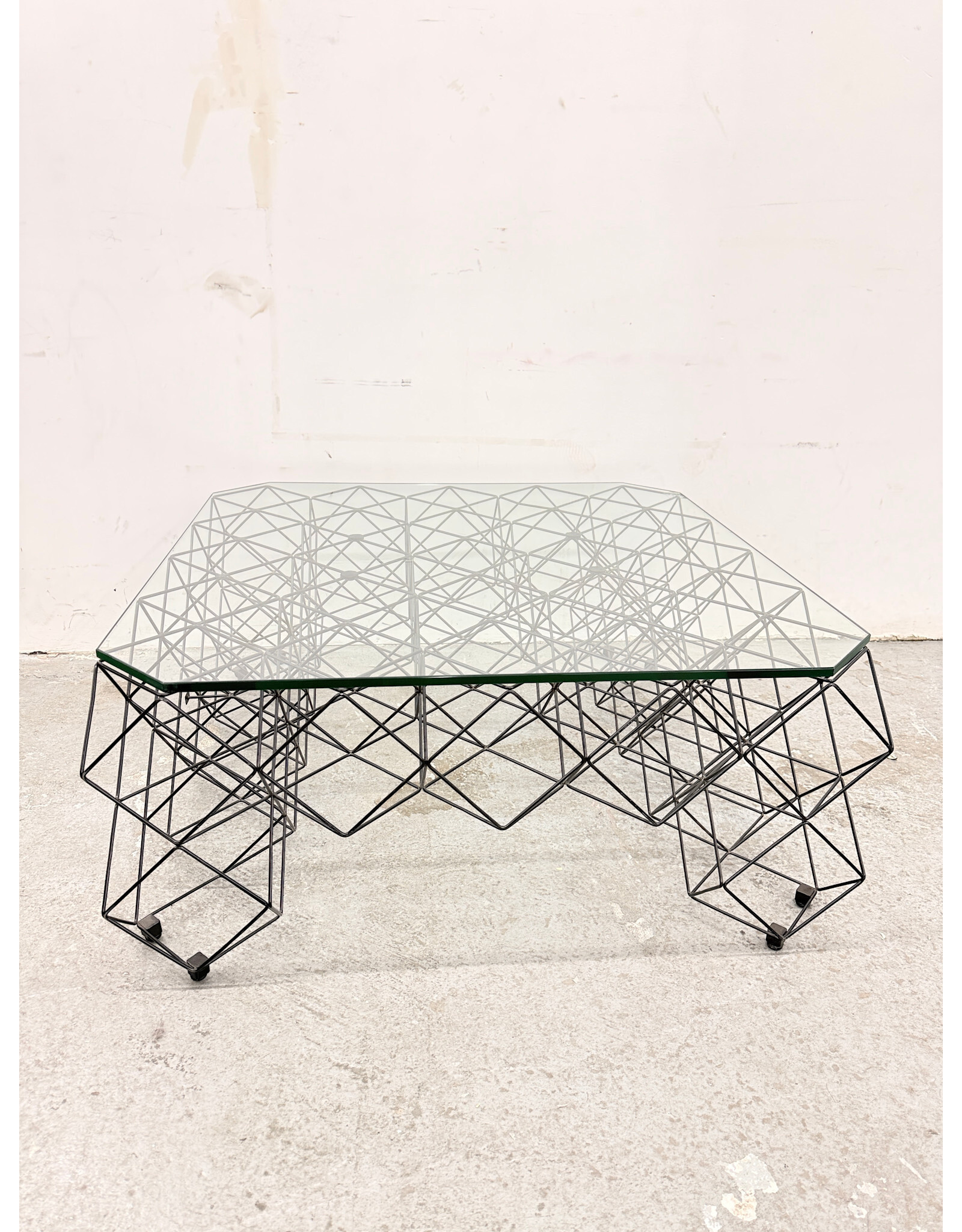 Geometric Sculptural Base, Glass Top Coffee Table From The Source