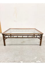 Vintage-Style Faux Bamboo & Rattan Rectangular Coffee Table