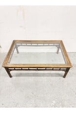 Vintage-Style Faux Bamboo & Rattan Rectangular Coffee Table