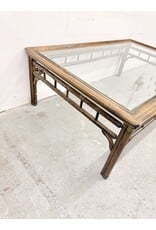 Vintage-Style Faux Bamboo & Rattan Rectangular Coffee Table