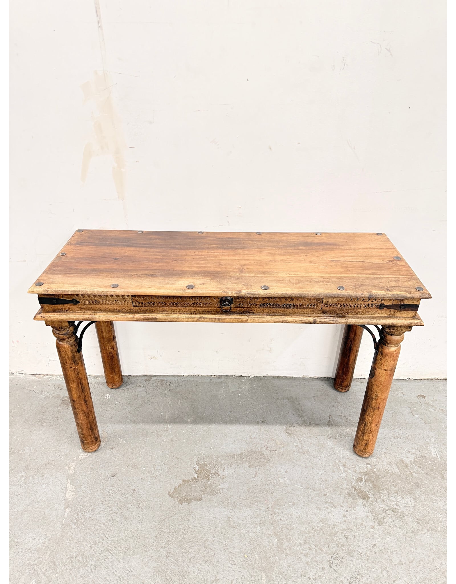 Rustic Indian-Style Wood Console Table