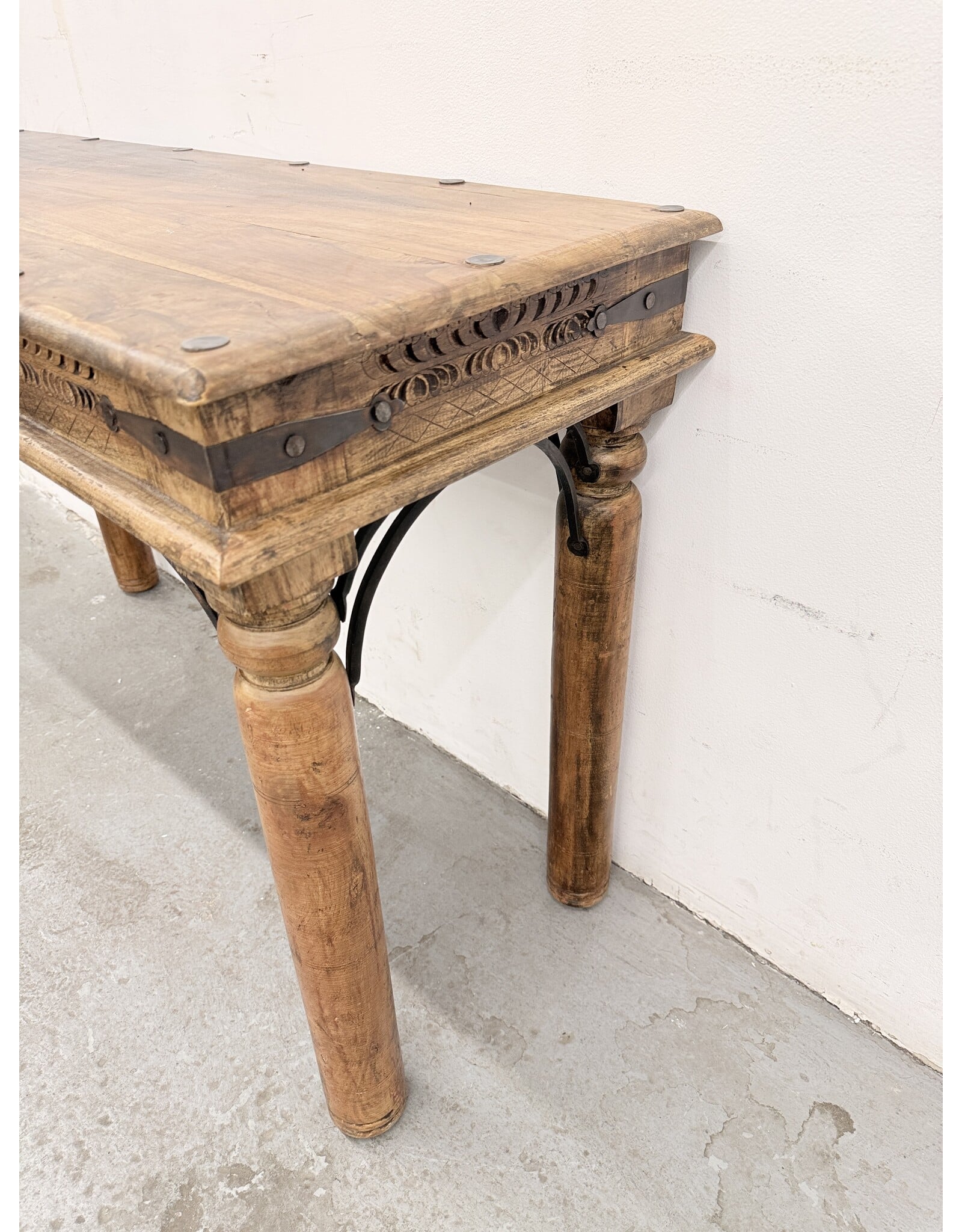 Rustic Indian-Style Wood Console Table