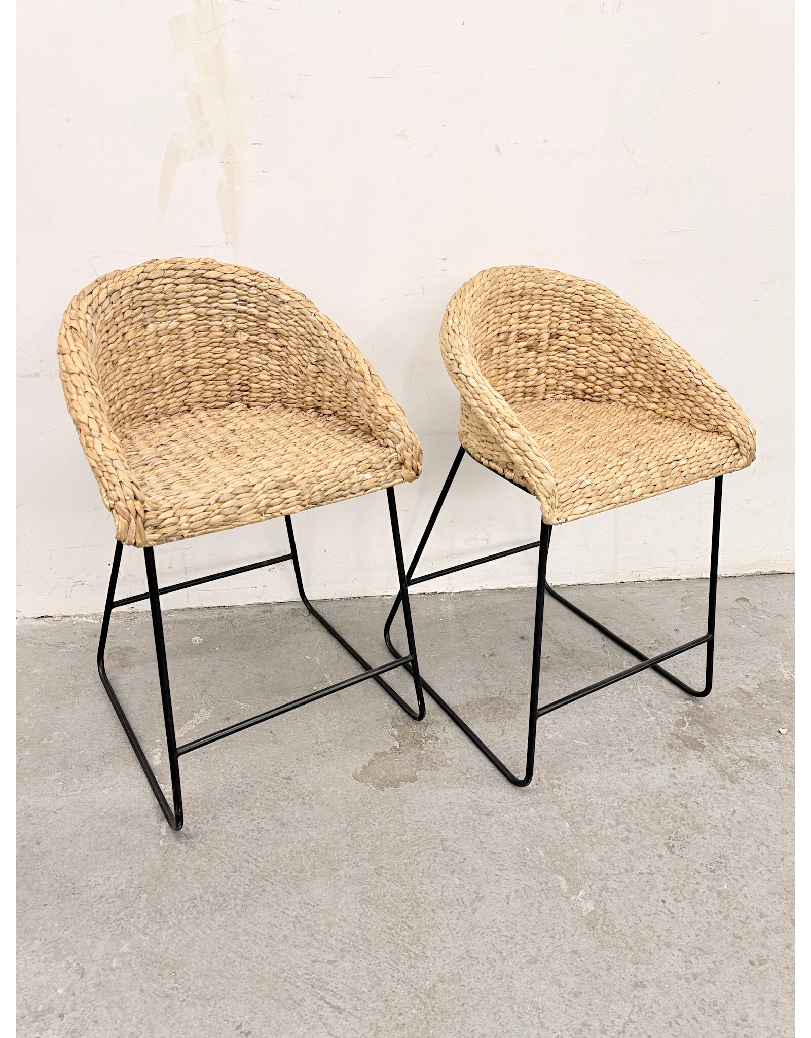 Natural Woven Bucket Counter Stool