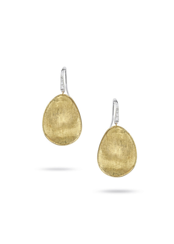 Marco Bicego Lunaria Collection 18K Yellow Gold and Diamond Medium Drop Earrings