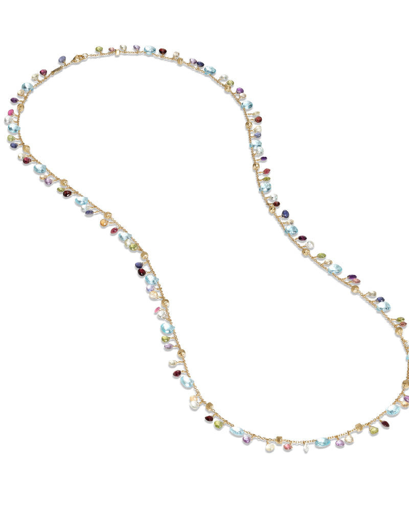 MARCO BICEGO Paradise Collection 18K Yellow Gold Blue Topaz and Mixed Gemstone Long Necklace