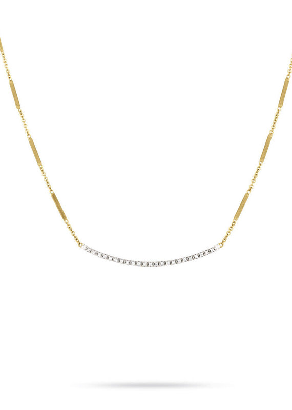 Marco Bicego Goa Collection 18K Yellow Gold Pave Diamond Bar Necklace