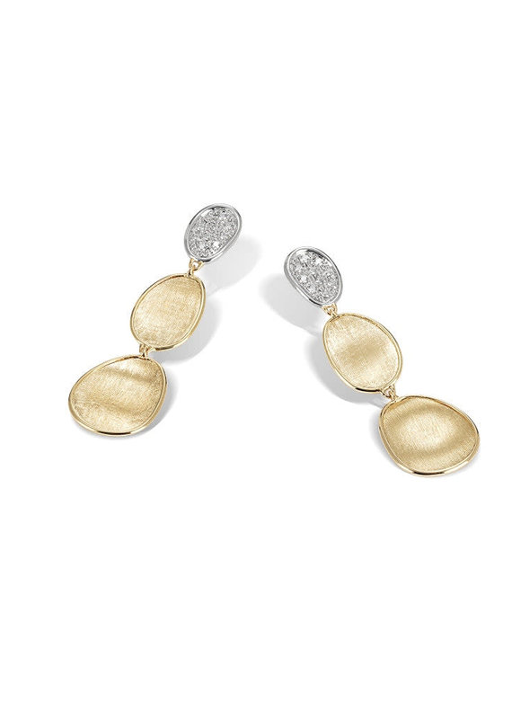 Marco Bicego Lunaria Collection 18K Yellow Gold and Diamond Petite Triple Drop Earrings