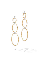 MARCO BICEGO Marrakech Onde Collection 18K Yellow Gold and Diamond Flat Link Triple Drop Earrings