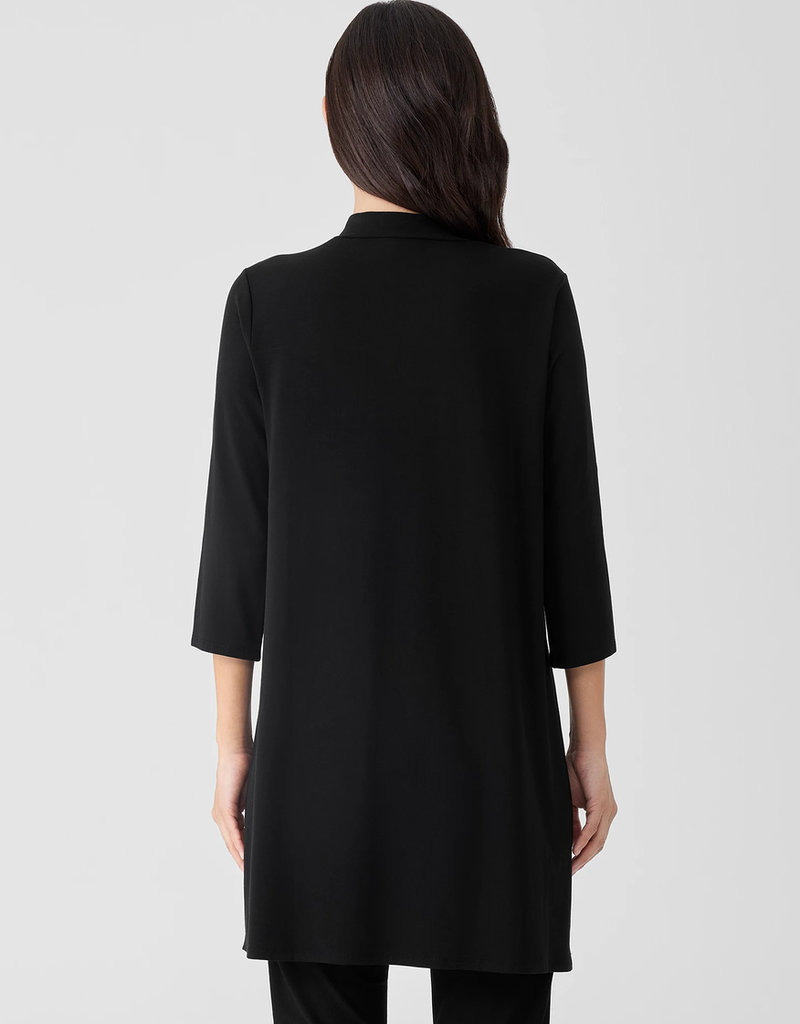 EILEEN FISHER STRETCH JERSEY KNIT MOCK NECK LONG TOP